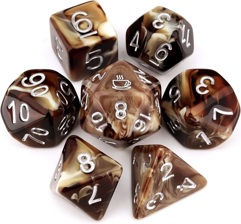 Haxtec Bronze DND Dice Set 7PCS Filled Resin Polyhedral D&D Dice for Roleplaying Games Dungeons and Dragons Gift - Image 1